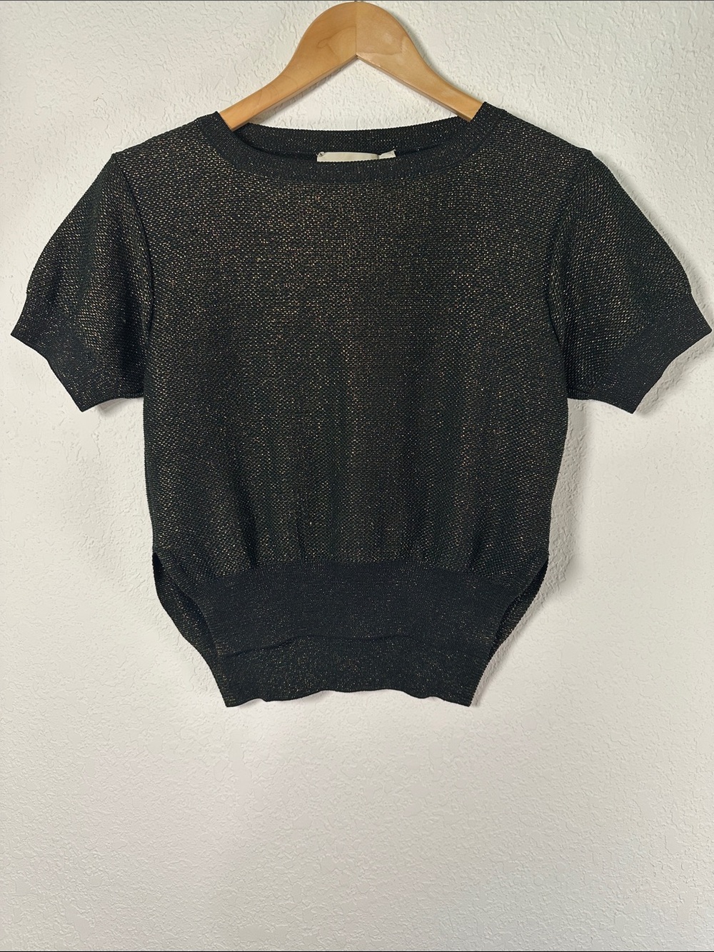 Stella McCartney Black Metallic Knit Crop Top